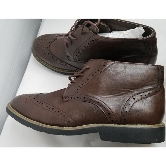 Alpine Swiss "Geneva" Brouge Mens Dess Ankle Boots Wing Tip Lace Up Size 10 - Picture 1 of 13